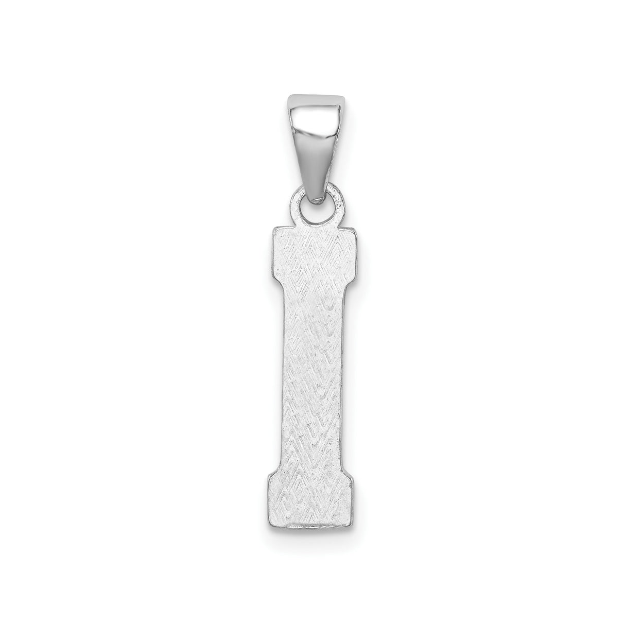 Sterling Silver Initial I Pendant, Block Texture Alphabet Charm, Unisex Monogram Jewelry