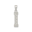 Sterling Silver Initial I Pendant, Block Texture Alphabet Charm, Unisex Monogram Jewelry