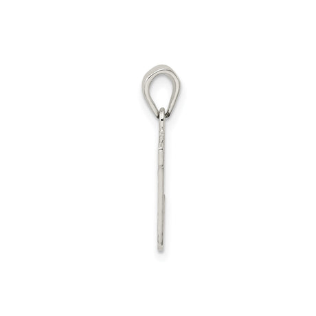 Sterling Silver Letter J Pendant with Textured Block Style Design, Unisex Charm
