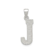 Sterling Silver Letter J Pendant with Textured Block Style Design, Unisex Charm
