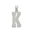 Sterling Silver Letter K Pendant with Textured Detailing, Minimalist Alphabet Charm