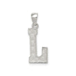 Sterling Silver Initial L Pendant with Textured Detailing, Alphabet Letter Charm Jewelry