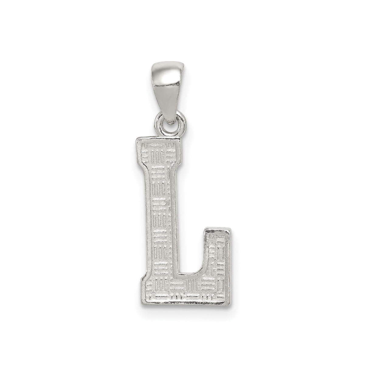 Sterling Silver Initial L Pendant with Textured Detailing, Alphabet Letter Charm Jewelry