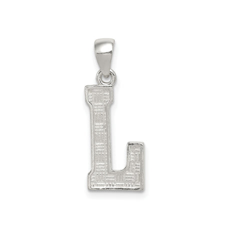 Sterling Silver Initial L Pendant with Textured Detailing, Alphabet Letter Charm Jewelry