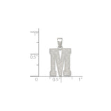 Sterling Silver Letter M Pendant, Textured Block Initial Charm with Patterned Finish