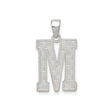 Sterling Silver Letter M Pendant, Textured Block Initial Charm with Patterned Finish