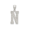 Sterling Silver Initial N Pendant, Textured Alphabet Letter Charm, Unisex Monogram Jewelry