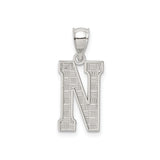 Sterling Silver Initial N Pendant, Textured Alphabet Letter Charm, Unisex Monogram Jewelry