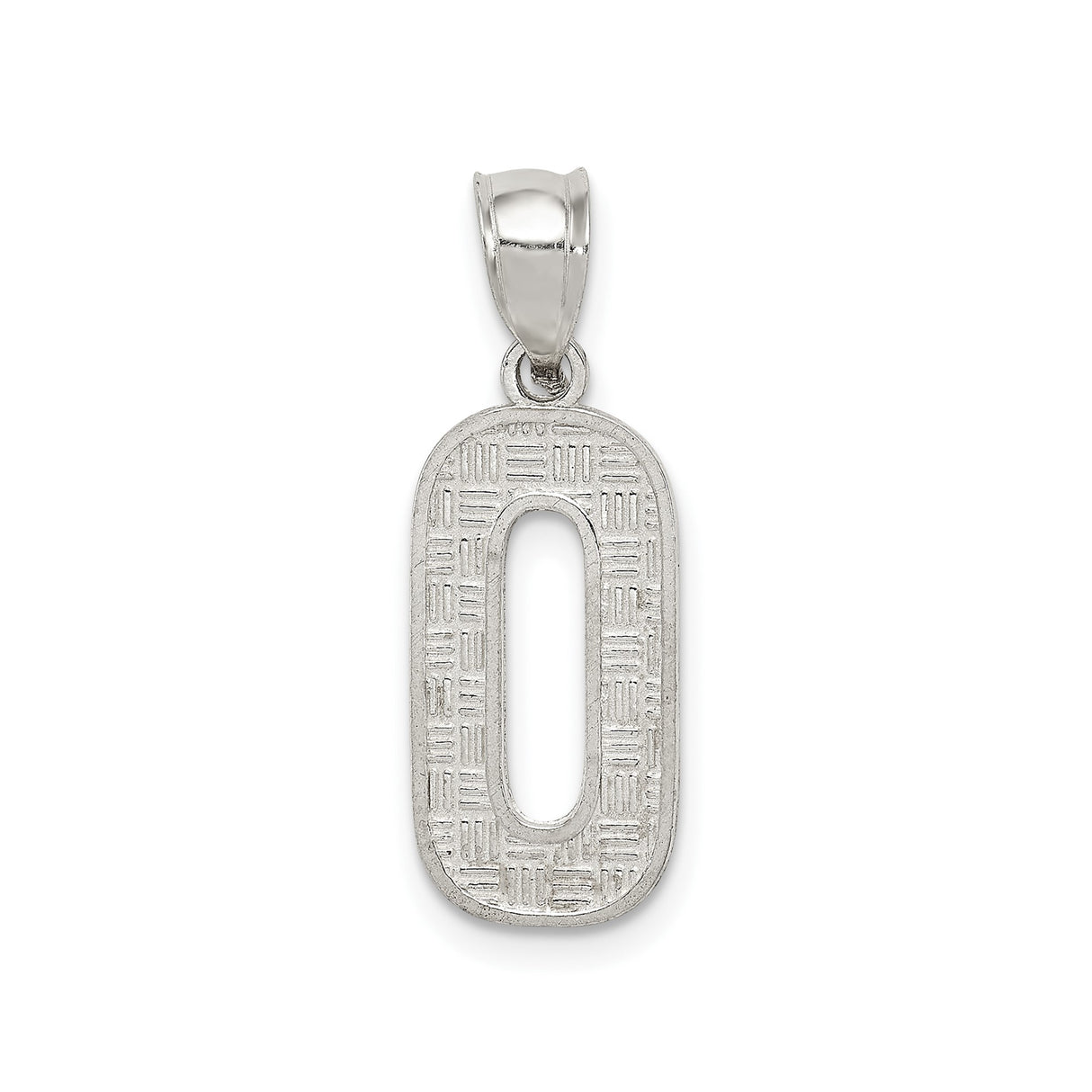 Sterling Silver Number Zero Pendant, Textured Numeric Charm for Necklace or Bracelet