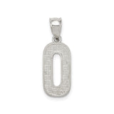 Sterling Silver Number Zero Pendant, Textured Numeric Charm for Necklace or Bracelet