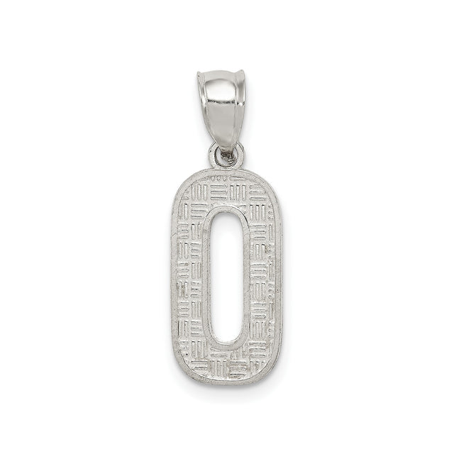 Sterling Silver Number Zero Pendant, Textured Numeric Charm for Necklace or Bracelet