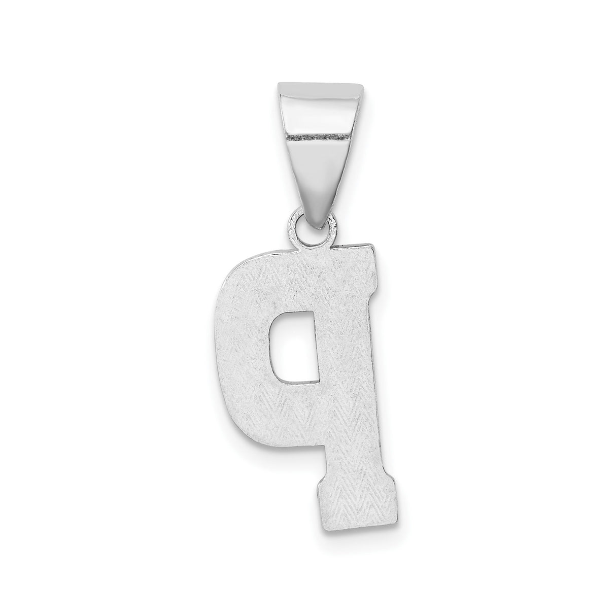 Sterling Silver Initial P Pendant, Textured Alphabet Charm, Minimalist Monogram Jewelry