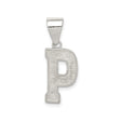 Sterling Silver Initial P Pendant, Textured Alphabet Charm, Minimalist Monogram Jewelry