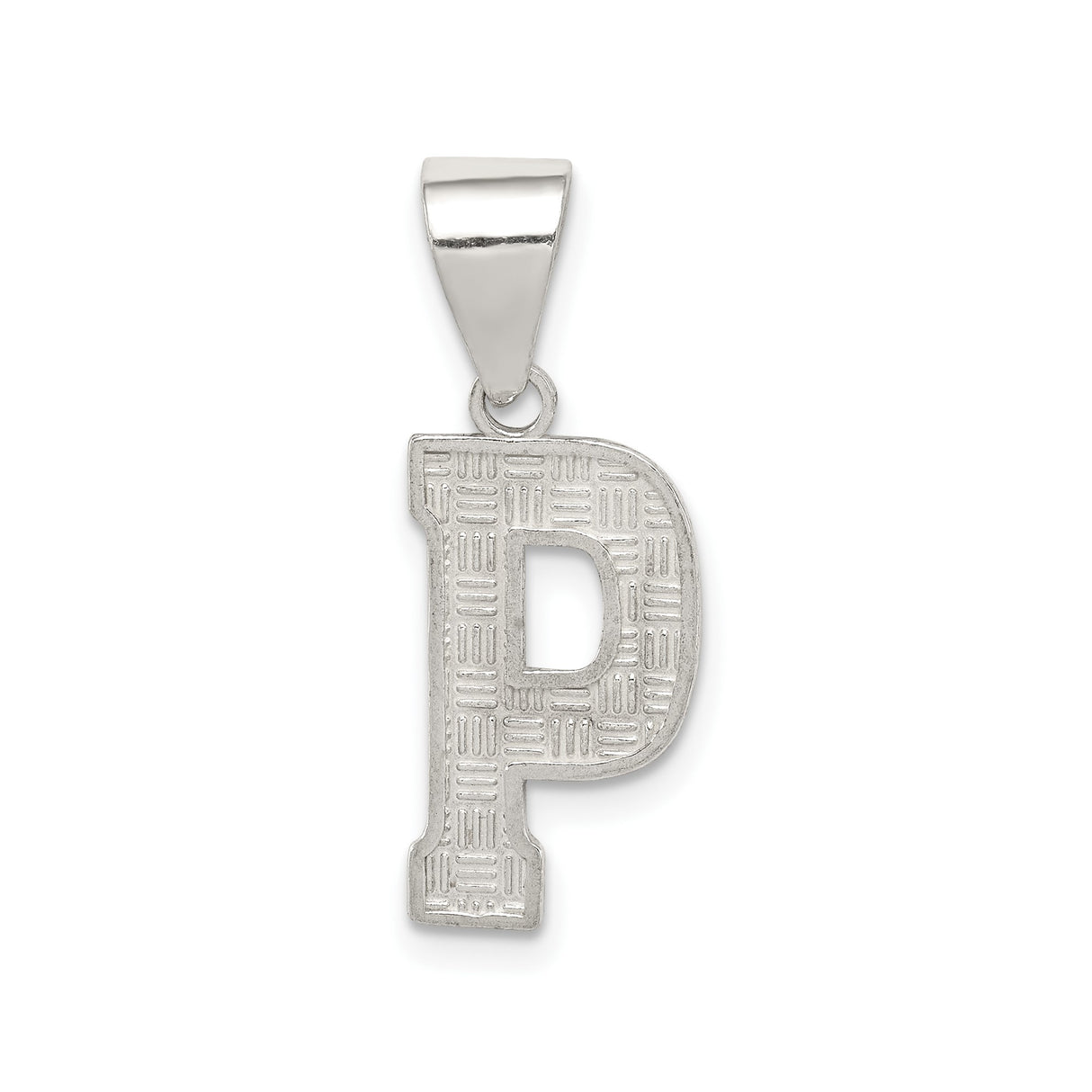 Sterling Silver Initial P Pendant, Textured Alphabet Charm, Minimalist Monogram Jewelry
