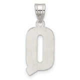 Sterling Silver Q Pendant, Diamond-Cut Textured Letter Charm, Unisex Initial Jewelry