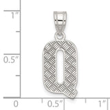 Sterling Silver Q Pendant, Diamond-Cut Textured Letter Charm, Unisex Initial Jewelry