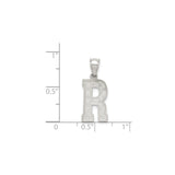 Sterling Silver Letter R Pendant with Textured Basketweave Pattern, Unisex Charm