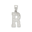 Sterling Silver Letter R Pendant with Textured Basketweave Pattern, Unisex Charm