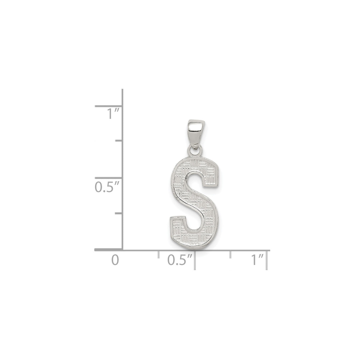 Sterling Silver Letter S Pendant, Bold Block Initial Charm, Unisex Alphabet Jewelry
