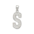 Sterling Silver Letter S Pendant, Bold Block Initial Charm, Unisex Alphabet Jewelry