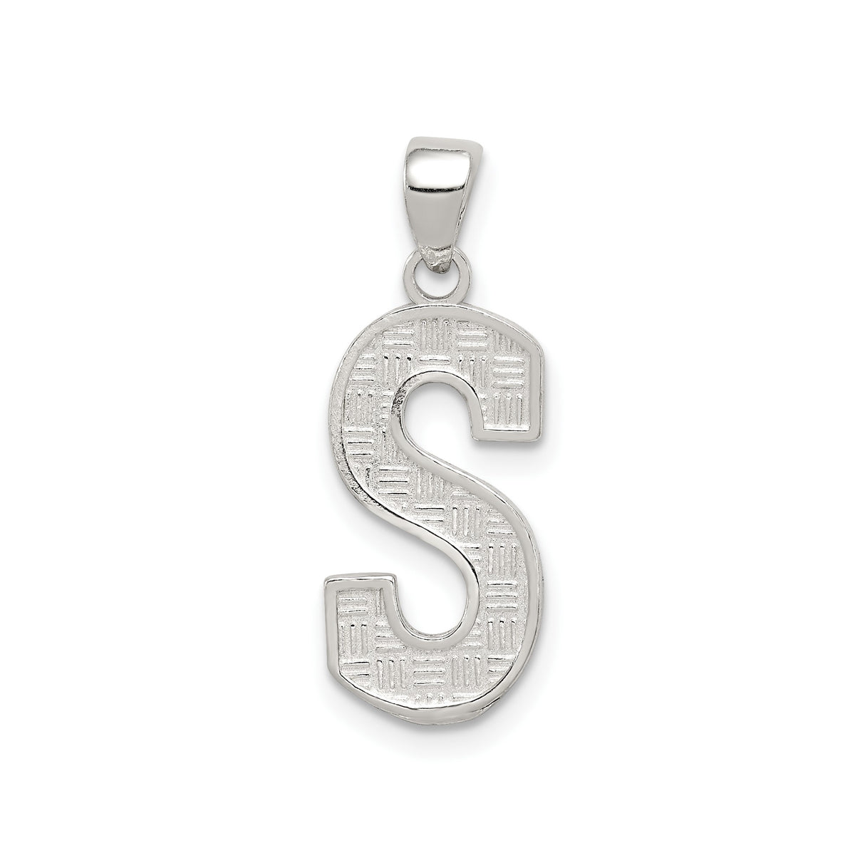 Sterling Silver Letter S Pendant, Bold Block Initial Charm, Unisex Alphabet Jewelry