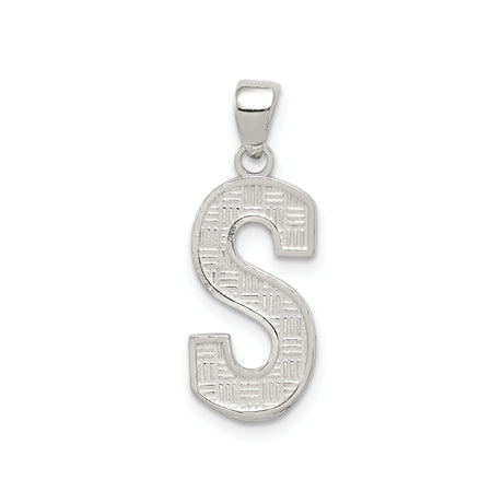 Sterling Silver Letter S Pendant, Bold Block Initial Charm, Unisex Alphabet Jewelry