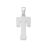 Sterling Silver Letter T Pendant, Textured Block Initial Charm, Minimalist Monogram Jewelry