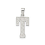 Sterling Silver Letter T Pendant, Textured Block Initial Charm, Minimalist Monogram Jewelry