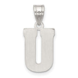 Sterling Silver Letter U Pendant, Textured Diamond Plate Capital Initial Charm