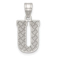 Sterling Silver Letter U Pendant, Textured Diamond Plate Capital Initial Charm