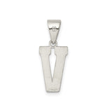 Sterling Silver Letter V Pendant, Textured Uppercase Initial Charm, Unisex Monogram Jewelry