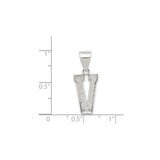 Sterling Silver Letter V Pendant, Textured Uppercase Initial Charm, Unisex Monogram Jewelry