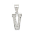 Sterling Silver Letter V Pendant, Textured Uppercase Initial Charm, Unisex Monogram Jewelry