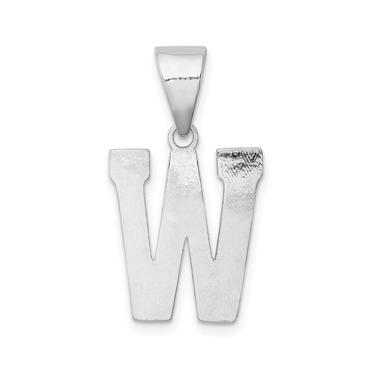 Sterling Silver W Initial Pendant, Textured Finish Letter Charm, Unisex Monogram Jewelry