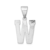 Sterling Silver W Initial Pendant, Textured Finish Letter Charm, Unisex Monogram Jewelry