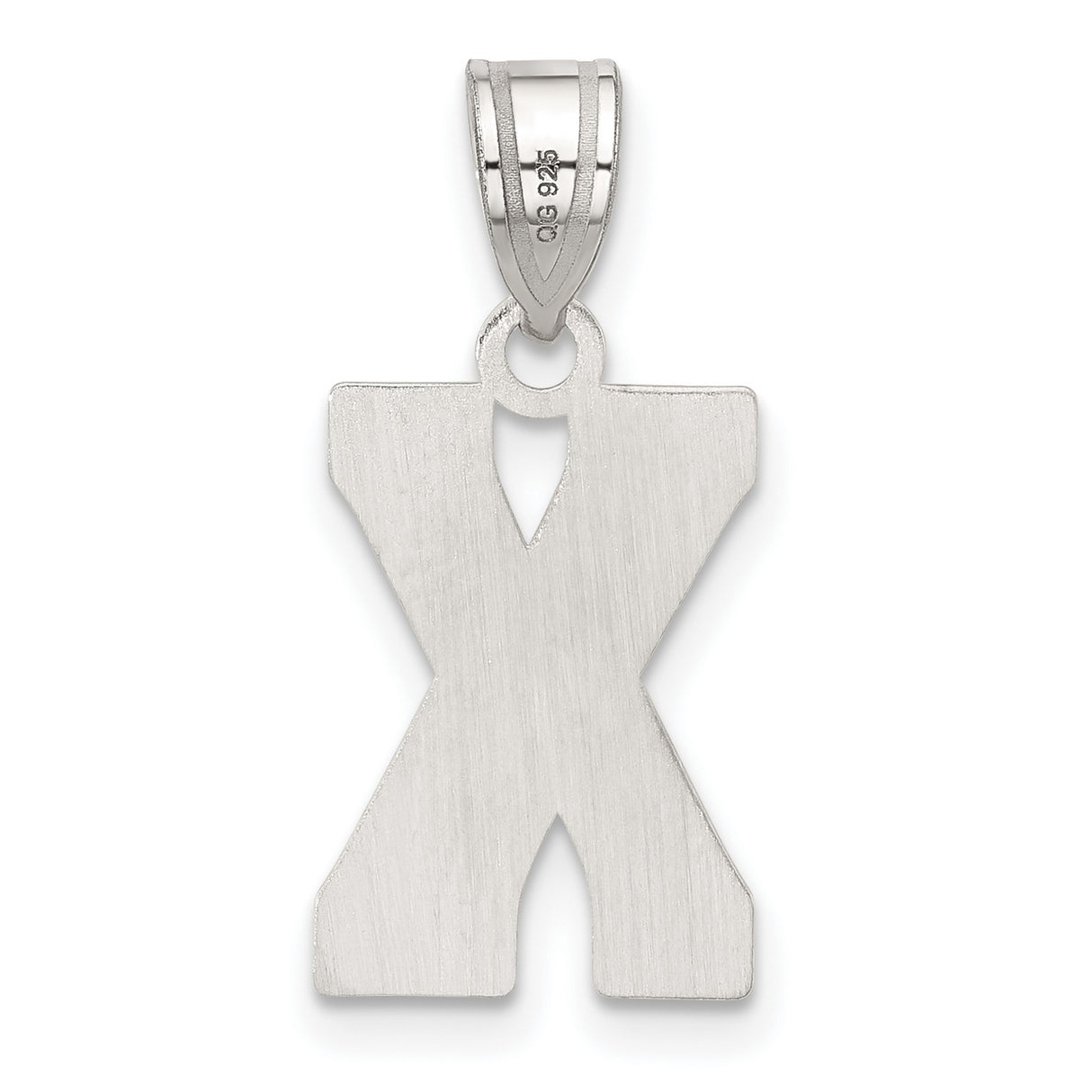 Sterling Silver Letter X Pendant with Textured Diamond Pattern, Unisex Alphabet Charm