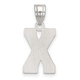 Sterling Silver Letter X Pendant with Textured Diamond Pattern, Unisex Alphabet Charm