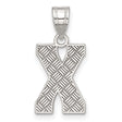 Sterling Silver Letter X Pendant with Textured Diamond Pattern, Unisex Alphabet Charm