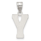 Sterling Silver Letter Y Pendant, Diamond Cut Textured Alphabet Charm, Unisex Initial Jewelry
