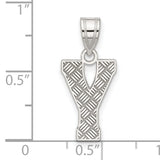 Sterling Silver Letter Y Pendant, Diamond Cut Textured Alphabet Charm, Unisex Initial Jewelry