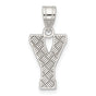 Sterling Silver Letter Y Pendant, Diamond Cut Textured Alphabet Charm, Unisex Initial Jewelry