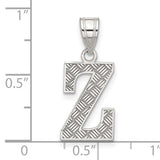 Sterling Silver Letter Z Pendant with Textured Diamond-Cut Finish, Unisex Monogram Charm