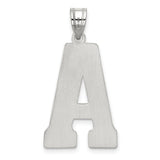 Sterling Silver Letter A Pendant with Crosshatch Texture, Unisex Initial Charm