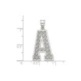 Sterling Silver Letter A Pendant with Crosshatch Texture, Unisex Initial Charm