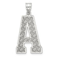 Sterling Silver Letter A Pendant with Crosshatch Texture, Unisex Initial Charm