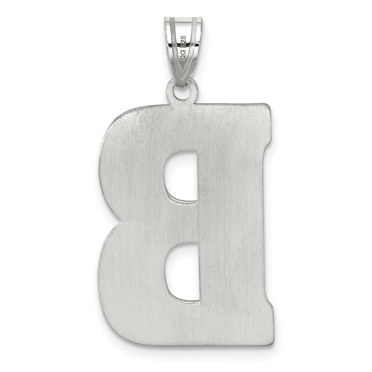Sterling Silver Initial B Pendant with Diamond Cut Textured Design, Unisex Letter Charm