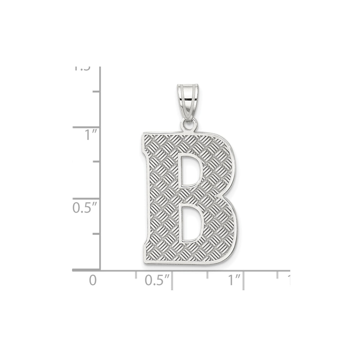 Sterling Silver Initial B Pendant with Diamond Cut Textured Design, Unisex Letter Charm