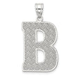 Sterling Silver Initial B Pendant with Diamond Cut Textured Design, Unisex Letter Charm