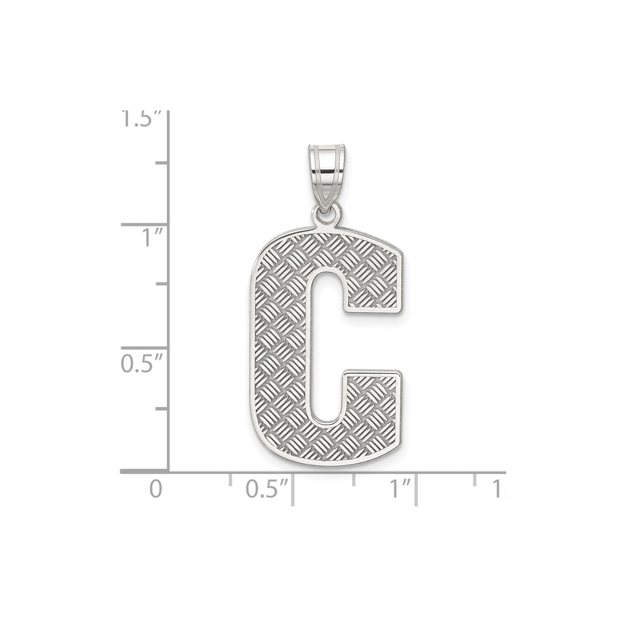 Sterling Silver C Pendant, Diamond-Cut Textured Uppercase Letter Charm for Unisex Wear