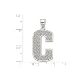 Sterling Silver C Pendant, Diamond-Cut Textured Uppercase Letter Charm for Unisex Wear
